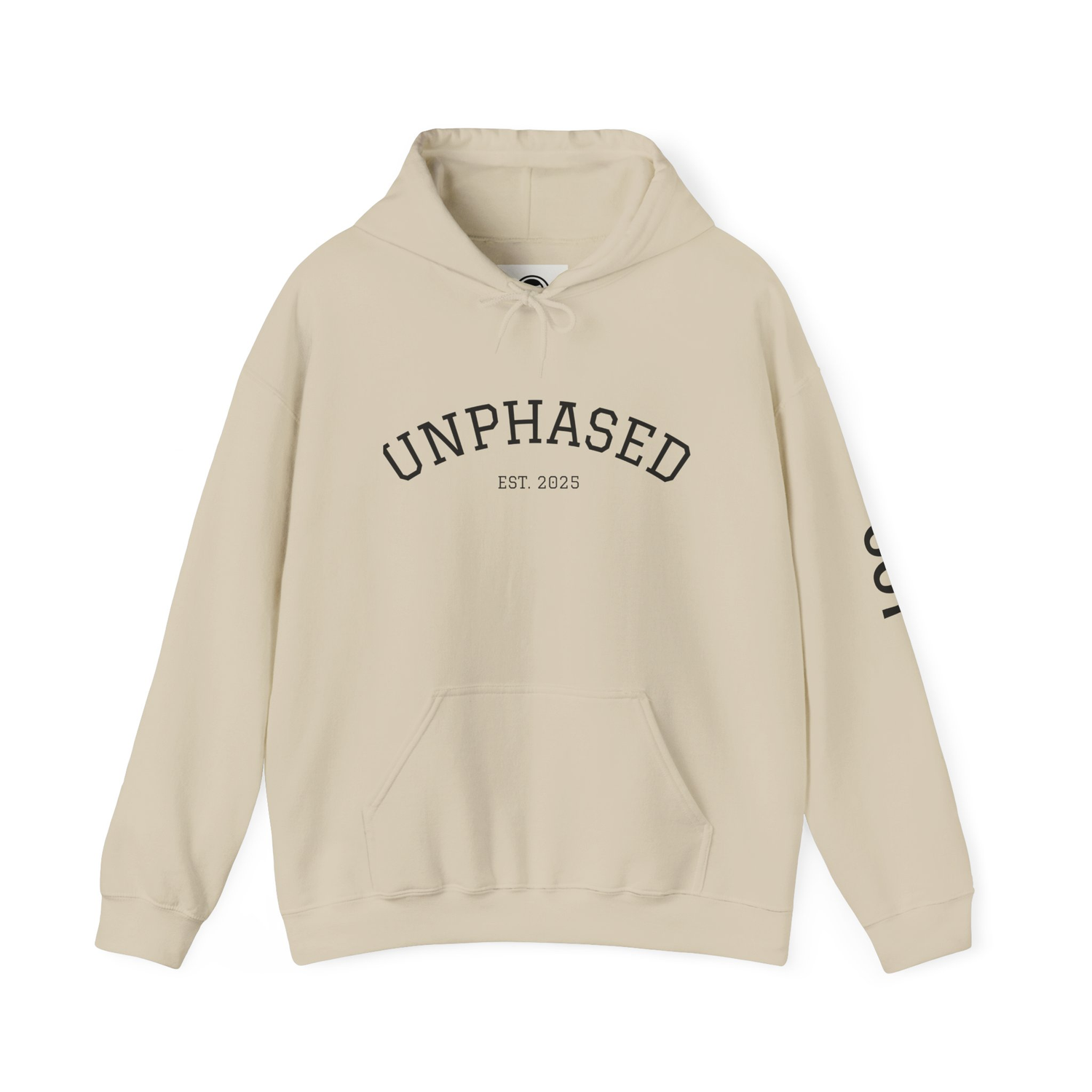 UNPHASED EST 2025 Streetwear Hoodie Front view