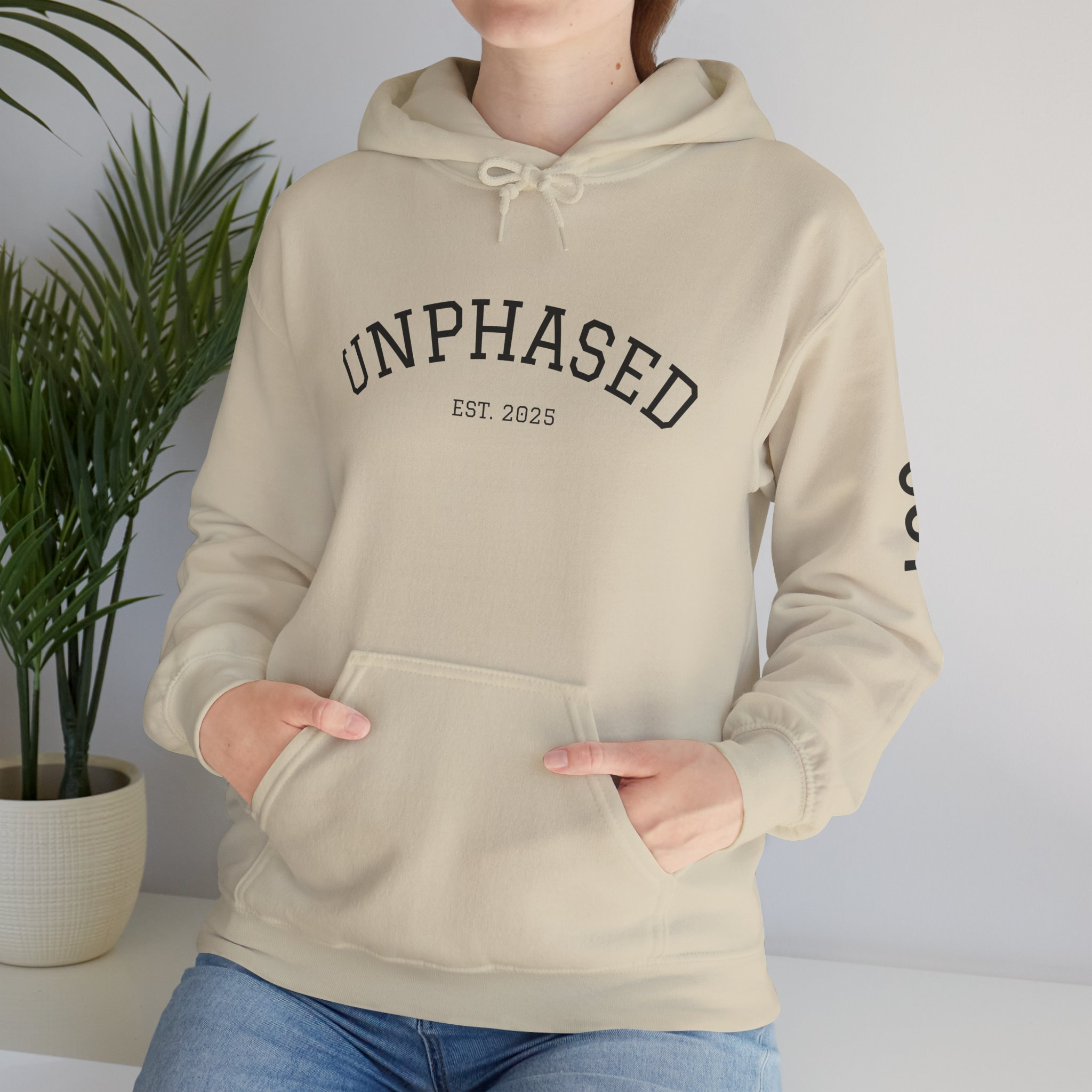UNPHASED EST 2025 Streetwear Hoodie Front view